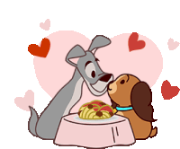 Gif animé la belle et le clochard amour