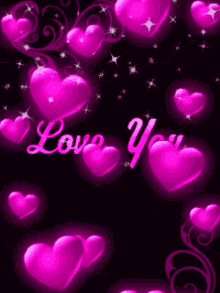 Gif animé love you coeurs roses