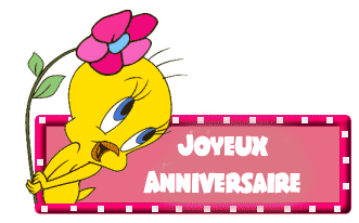 gif joyeux anniversaire Titi et fleur