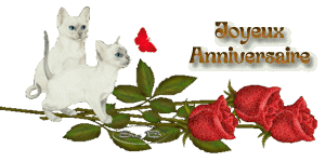 gif joyeux anniversaire chats et roses