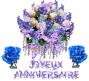 gif joyeux anniversaire roses bleues