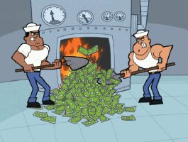 Gif animé billets au feu