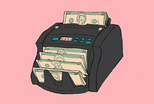 Gif animé machine pour compter les billets