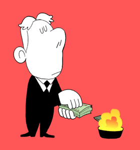 Gif animé bruler des billets