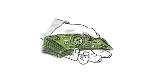 Gif animé billets dans la main