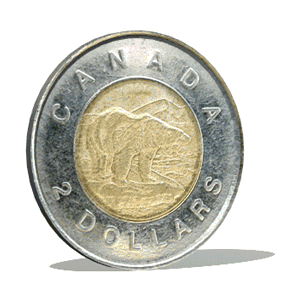 Gif animé pièce 2 dollars Canada