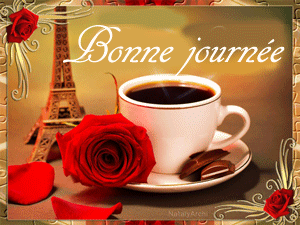 Gifs animés bonjour café et rose