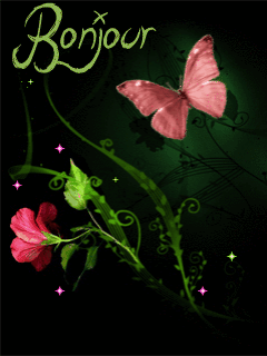 Gifs animés bonjour papillon rouge