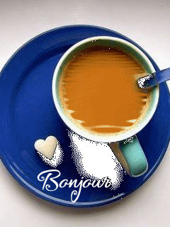 Gifs animés bonjour coeur et café