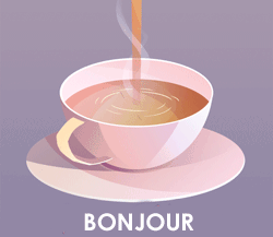 Gifs animés bonjour tasse rose