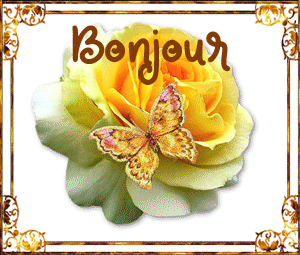 Gifs animés bonjour rose jaune
