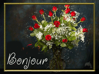 Gif animé bonjour bouquet de roses