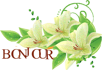 Gif animé bonjour fleurs blanches