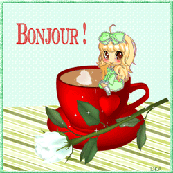 Gif animé bonjour fille