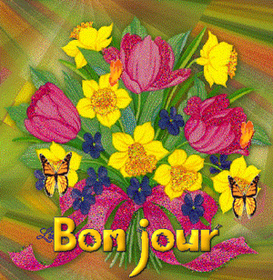 gif animé bonjour fleurs