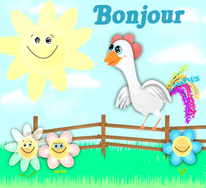 Gifs animés bonjour coq
