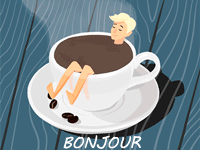 Gifs animés bonjour plein de café