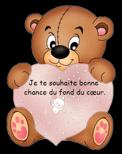 Gif animé je te souhaite bonne chance du fond du coeur ourson