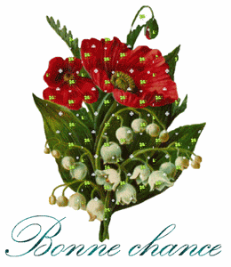 Gif animé bonne chance muguet et rose