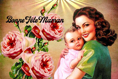 gif bonne fête  maman, maman et bébé