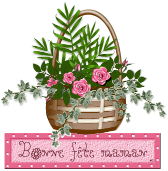 gif bonne fête  maman panier de fleurs