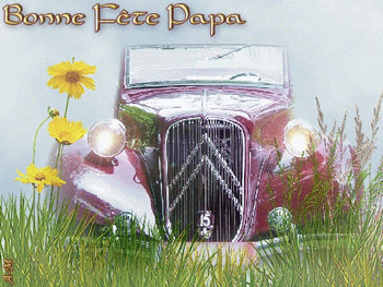 Gif animé bonne fête papa voiture ancienne
