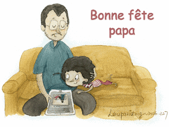 Gif animé bonne fête papa calin