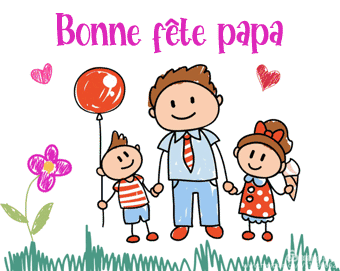 Gif animé bonne fête papa garçon et fille