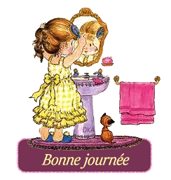 Gif animé bonne journée fille qui se coiffe