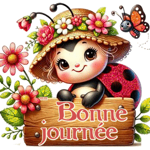 Gif animé bonne journée coccinelle