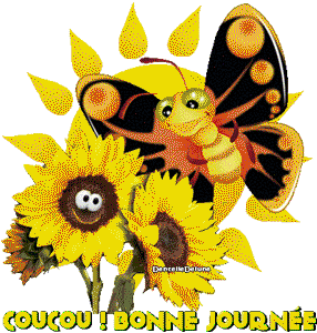 Gif animé bonne journée papillon jaune