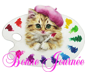 Gif animé bonne journée chat peinture