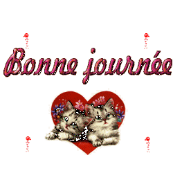 Gif animé bonne journée chats coeur