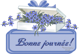 Gif animé bonne journée fleurs bleues