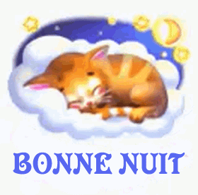 bonne nuit chat sur nuage