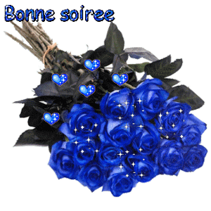 Gif animé bonne soirée roses bleues