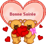 Gif animé bonne soirée coeurs et oursons