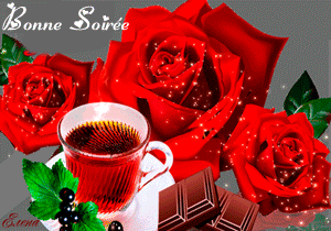 Gif animé bonne soirée roses rouges