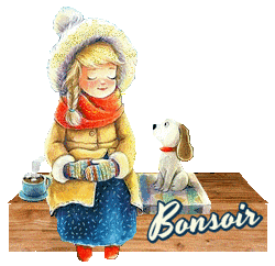 Gif animé bonsoir fille et chien