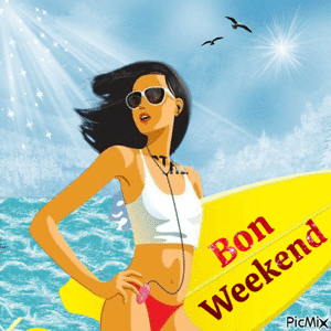 Gif animé bon week-end surf