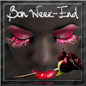 Gif animé bon week-end rose a la bouche