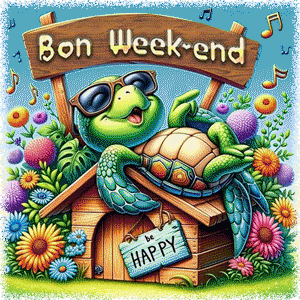 Gif animé bon week-end tortue