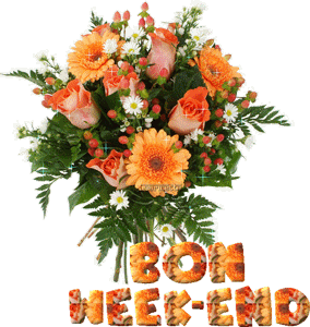 Gif animé bon week-end bouquet de fleurs