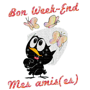 Gif animé bon week-end les amis Caliméro