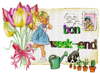 Gif animé bon week-end carte postale