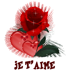 Gif animé je t'aime coeur et rose