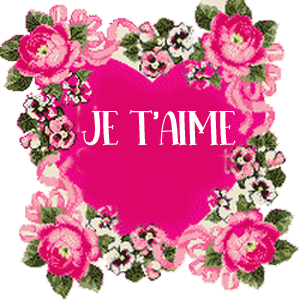 Gif animé je t'aime coeur en fleurs