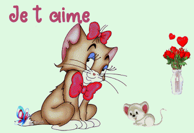 Gif animé je t'aime chat et souris