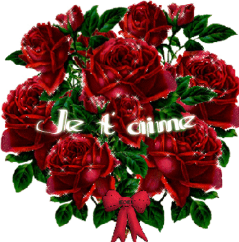 Gif animé je t'aime bouquet de roses