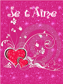 Gif animé je t'aime brillant sur rose